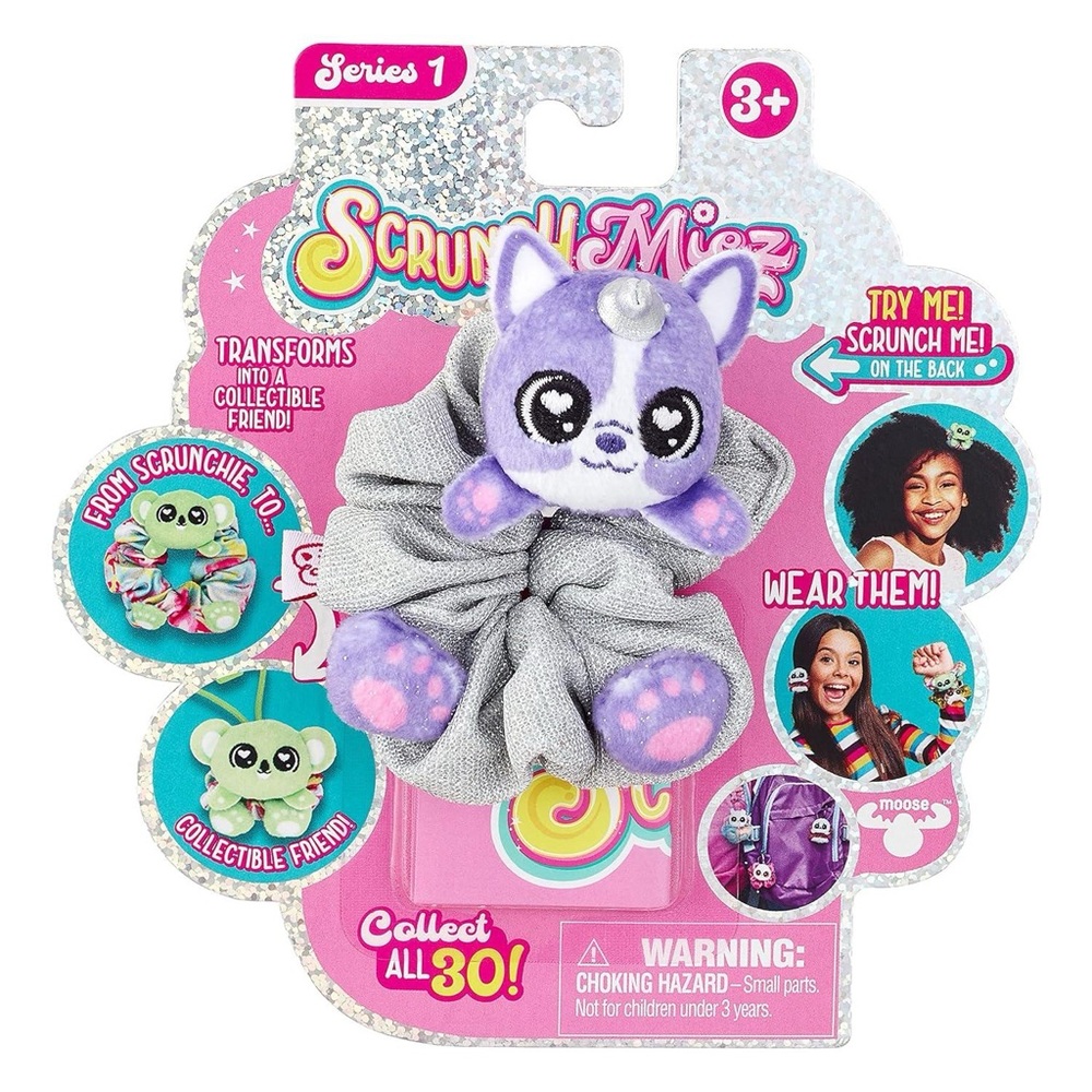ScrunchMiez PAWFECT (Super Rare) Hair Scrunchie to Plush Friend & Backpack clip!